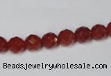 CAA200 15.5 inches 6mm faceted round red agate gemstone beads