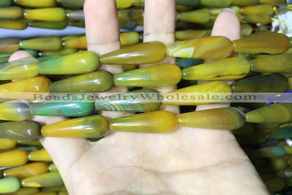 CAA2070 15.5 inches 10*30mm teardrop agate beads wholesale