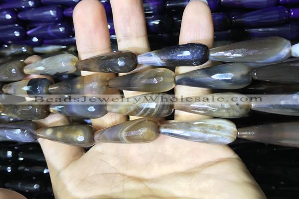 CAA2093 15.5 inches 10*30mm faceted teardrop agate beads