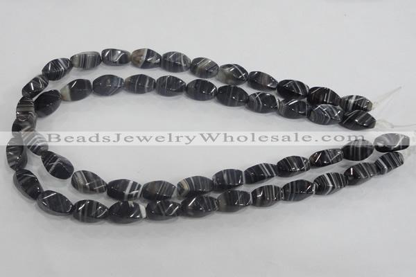 CAA214 15.5 inches 8*16mm twisted rice madagascar agate beads