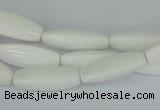 CAA22 15.5 inches 7*20mm faceted rice white agate gemstone beads