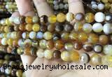 CAA2206 15.5 inches 8mm faceted round banded agate beads