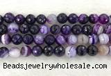 CAA2216 15.5 inches 14mm faceted round banded agate beads