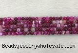 CAA2218 15.5 inches 4mm faceted round banded agate beads