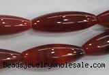 CAA222 15.5 inches 10*30mm rice red agate gemstone beads