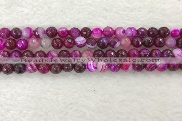 CAA2220 15.5 inches 8mm faceted round banded agate beads