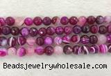 CAA2221 15.5 inches 10mm faceted round banded agate beads