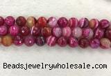 CAA2223 15.5 inches 14mm faceted round banded agate beads