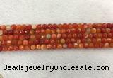 CAA2225 15.5 inches 4mm faceted round banded agate beads