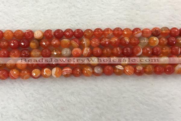 CAA2226 15.5 inches 6mm faceted round banded agate beads