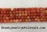 CAA2227 15.5 inches 8mm faceted round banded agate beads