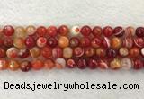 CAA2228 15.5 inches 10mm faceted round banded agate beads