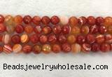 CAA2229 15.5 inches 12mm faceted round banded agate beads