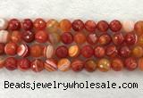 CAA2230 15.5 inches 14mm faceted round banded agate beads