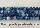 CAA2259 15.5 inches 10mm faceted round banded agate beads