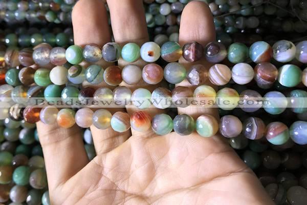 CAA2265 15.5 inches 8mm faceted round banded agate beads