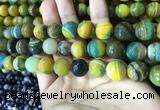 CAA2275 15.5 inches 14mm faceted round banded agate beads