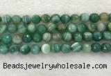 CAA2281 15.5 inches 12mm faceted round banded agate beads