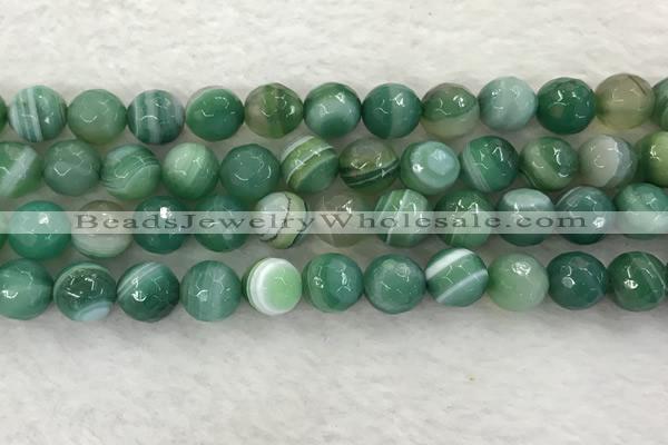 CAA2281 15.5 inches 12mm faceted round banded agate beads