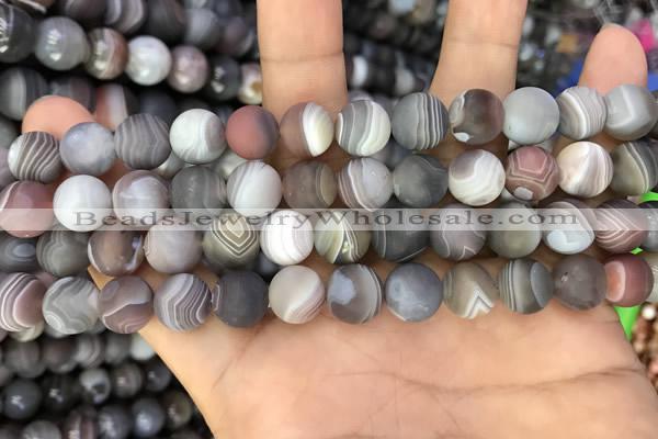 CAA2393 15.5 inches 8mm round matte Botswana agate beads wholesale