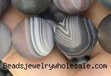 CAA2396 15.5 inches 14mm round matte Botswana agate beads wholesale