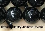 CAA2407 15.5 inches 14mm round black agate beads wholesale