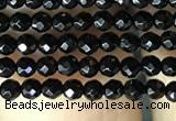 CAA2413 15.5 inches 2mm faceted round black agate beads wholesale