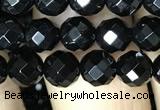 CAA2416 15.5 inches 6mm faceted round black agate beads wholesale