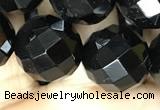 CAA2422 15.5 inches 18mm faceted round black agate beads wholesale