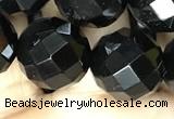 CAA2423 15.5 inches 20mm faceted round black agate beads wholesale