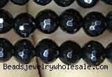 CAA2426 15.5 inches 6mm faceted round black agate beads wholesale