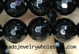 CAA2428 15.5 inches 10mm faceted round black agate beads wholesale