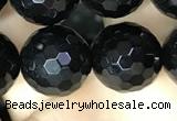 CAA2432 15.5 inches 18mm faceted round black agate beads wholesale