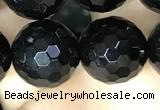 CAA2433 15.5 inches 20mm faceted round black agate beads wholesale