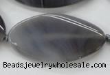 CAA244 15.5 inches 25*50mm twisted oval grey line agate beads