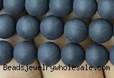 CAA2448 15.5 inches 6mm round matte black agate beads wholesale