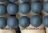 CAA2449 15.5 inches 8mm round matte black agate beads wholesale