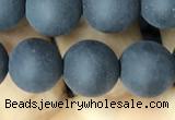 CAA2451 15.5 inches 12mm round matte black agate beads wholesale