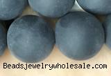 CAA2455 15.5 inches 20mm round matte black agate beads wholesale