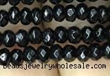 CAA2468 15.5 inches 2*4mm faceted rondelle black agate beads