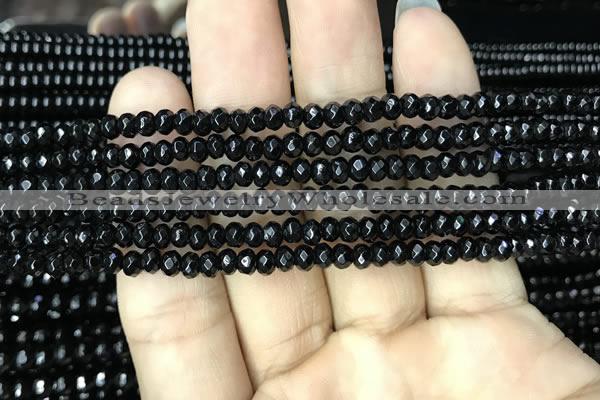 CAA2468 15.5 inches 2*4mm faceted rondelle black agate beads