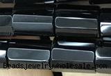 CAA2479 15.5 inches 10*14mm faceted tube black agate beads