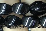 CAA2485 15.5 inches 8*12mm twisted rice black agate beads