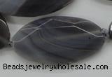 CAA249 15.5 inches 26*50mm faceted oval grey line agate beads