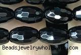 CAA2498 15.5 inches 6*9mm faceted rice black agate beads wholesale