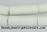 CAA25 15.5 inches 10*30mm cylinder white agate gemstone beads