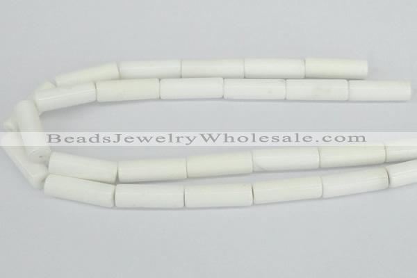 CAA25 15.5 inches 10*30mm cylinder white agate gemstone beads