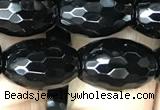 CAA2502 15.5 inches 10*14mm faceted rice black agate beads wholesale