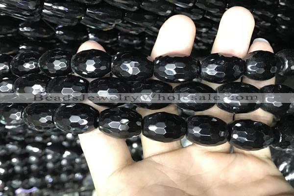 CAA2505 15.5 inches 15*20mm faceted rice black agate beads wholesale