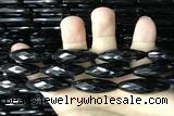 CAA2506 15.5 inches 10*30mm faceted rice black agate beads wholesale